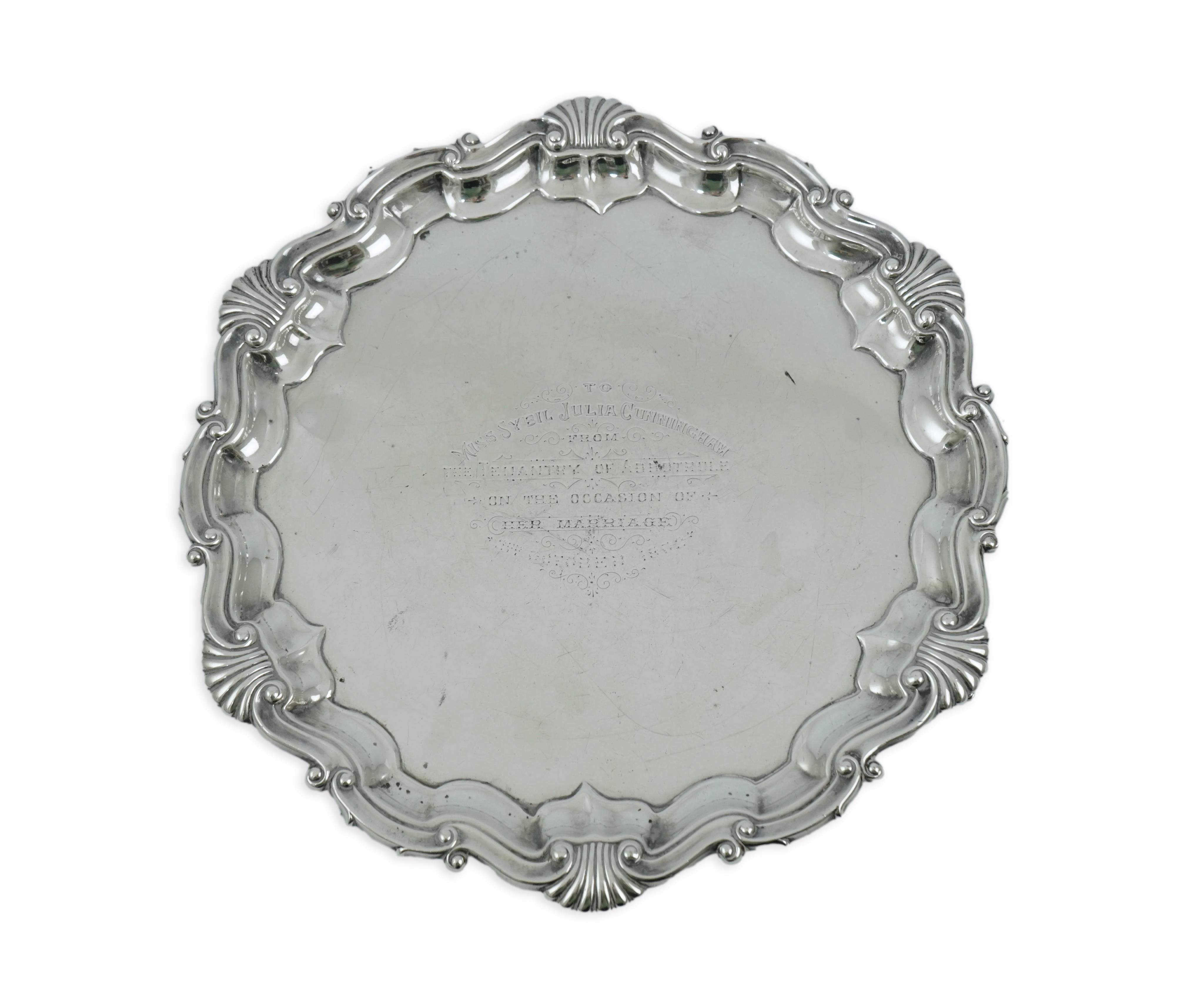 A late Victorian silver salver, by Martin, Hall & Co